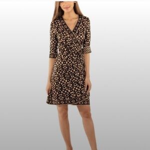 Gretchen Scott Designs Floral Wrap Dress - Black and Tan